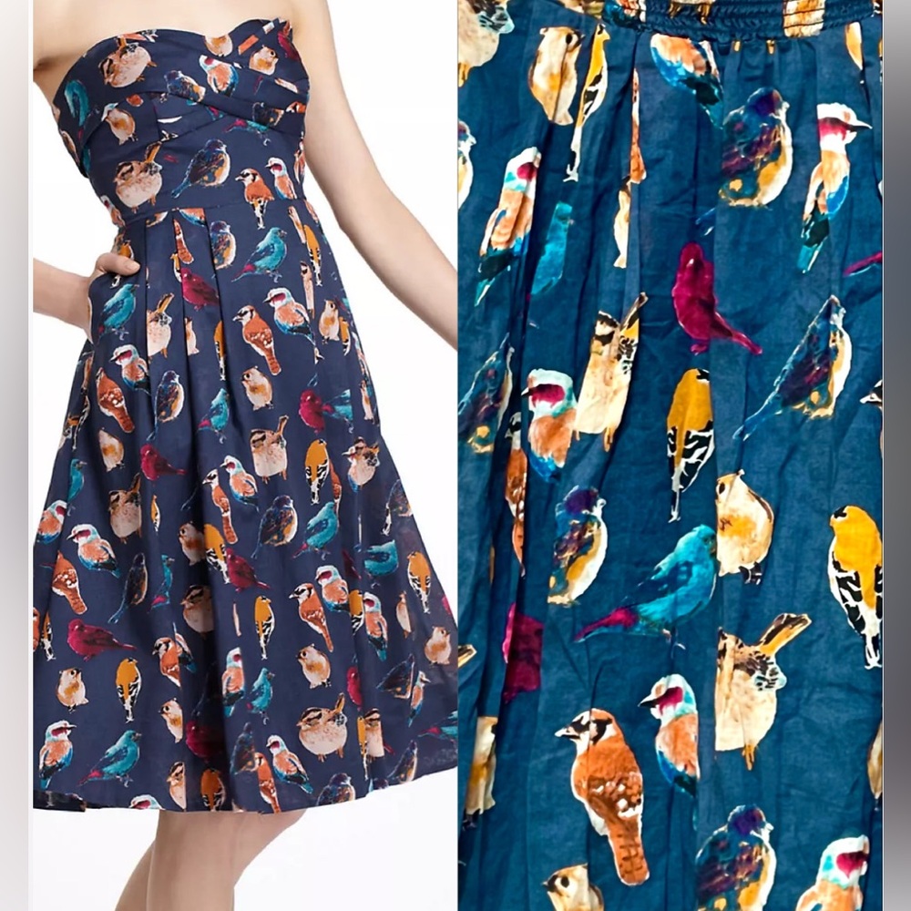 Anthropologie Strapless Native Birds Dress